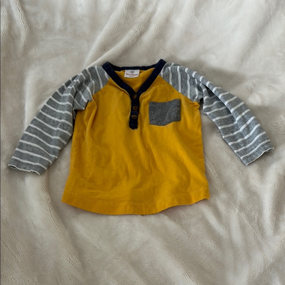 Hanna Anderson - Yellow and Gray Kids Long Sleeve Shirt